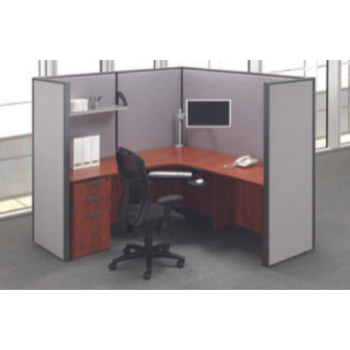 workstation surrounded by panels